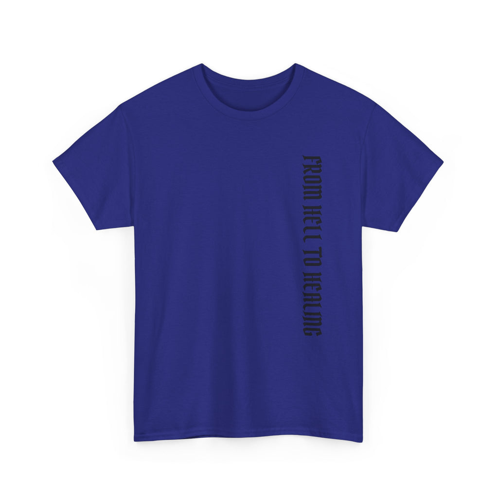 Recovery Cartel Signature Tee with "From Hell to Healing" on the front