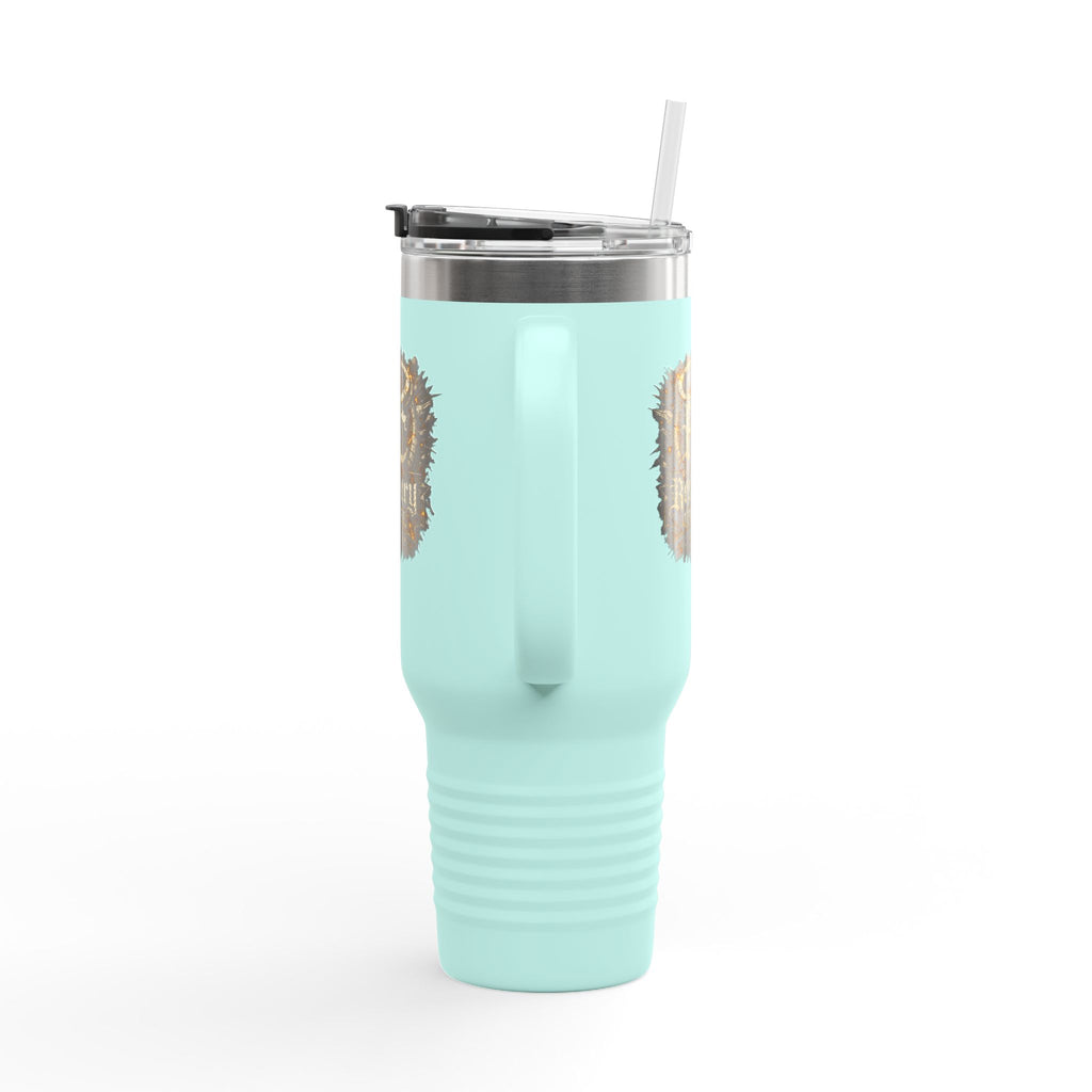 Recovery Cartel 40oz Insulated Travel Mug — Red Stainless Tumbler with Handle & Straw