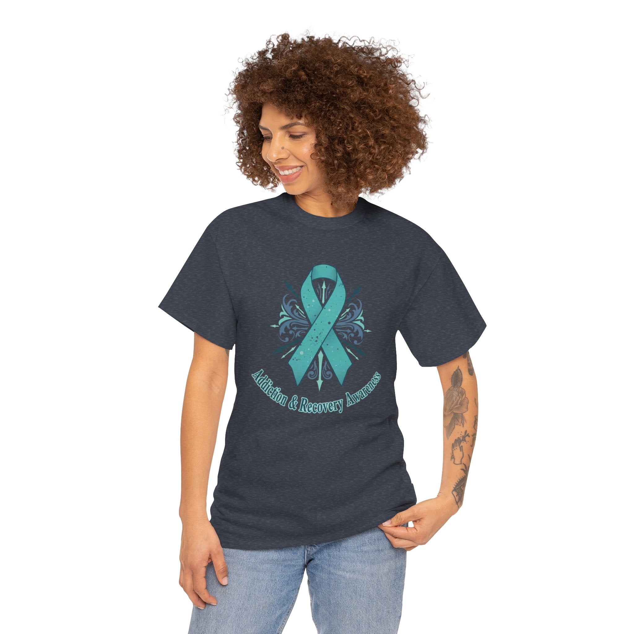 Addiction & Recovery Awareness Ribbon Tee — Teal Support Awareness T-Shirt