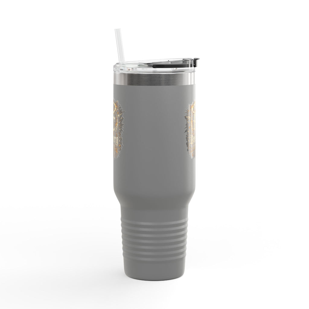 Recovery Cartel 40oz Insulated Travel Mug — Red Stainless Tumbler with Handle & Straw