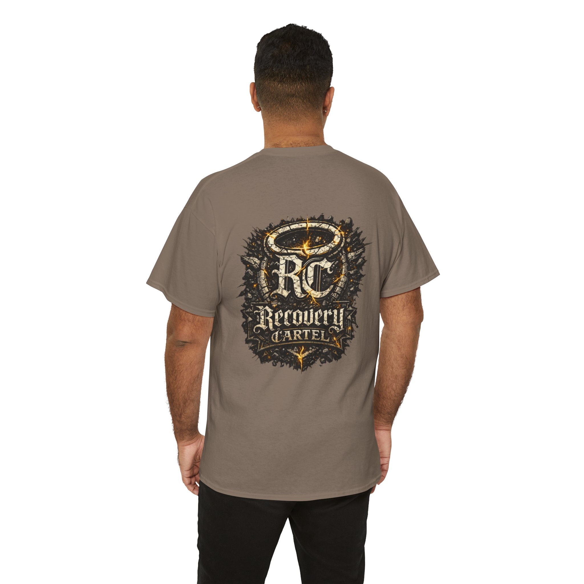 Recovery Cartel Signature Tee with "From Hell to Healing" on the front