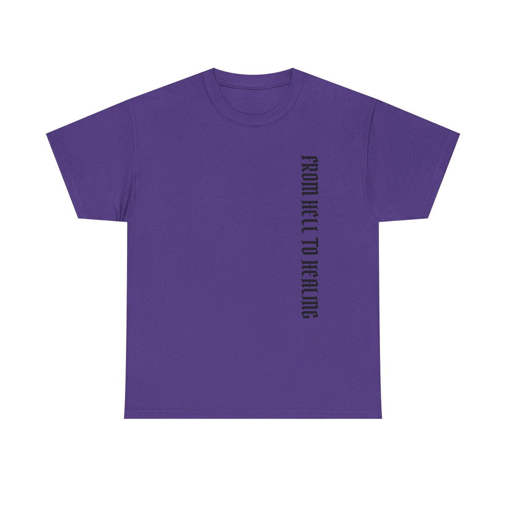 Recovery Cartel Signature Tee with "From Hell to Healing" on the front