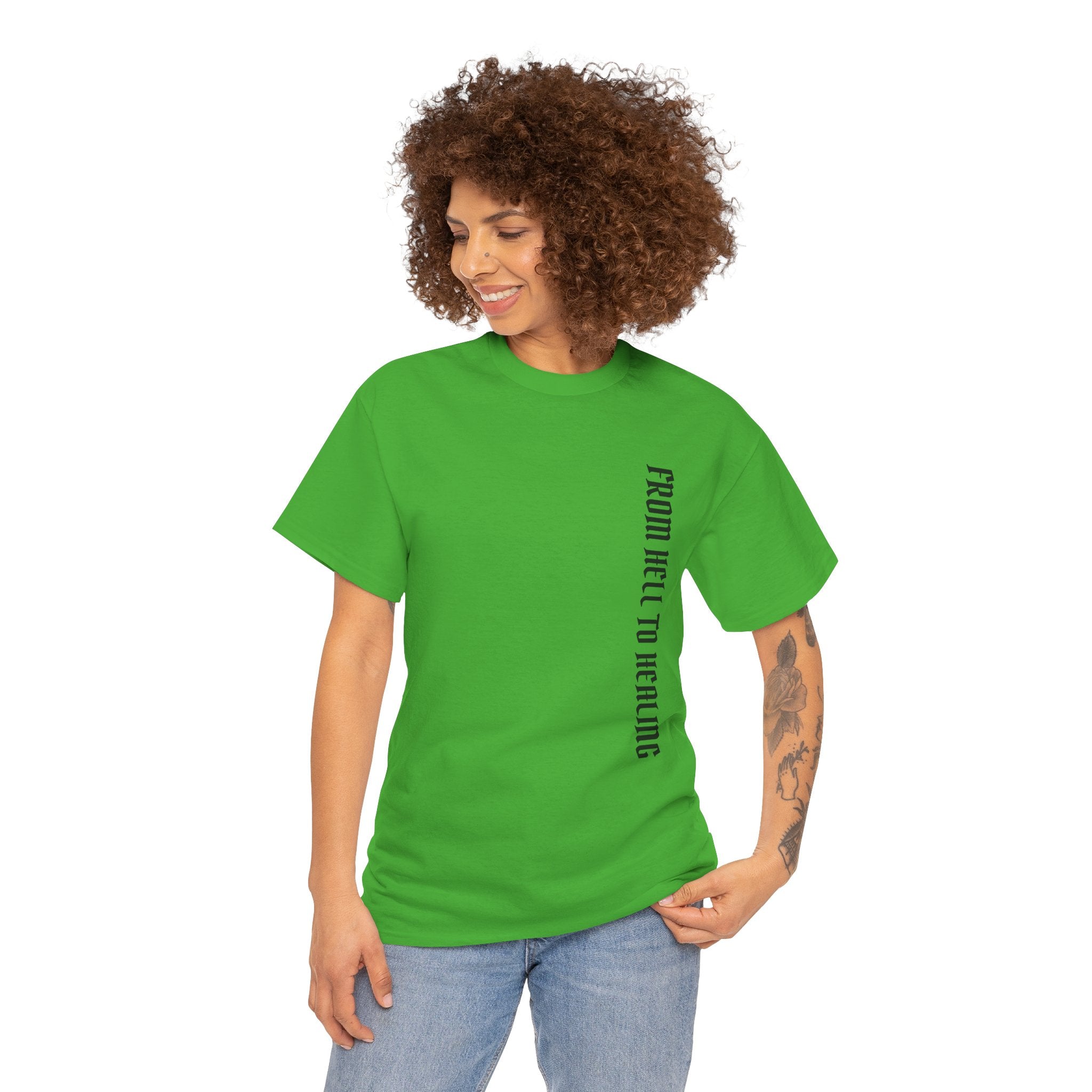 Recovery Cartel Signature Tee with "From Hell to Healing" on the front