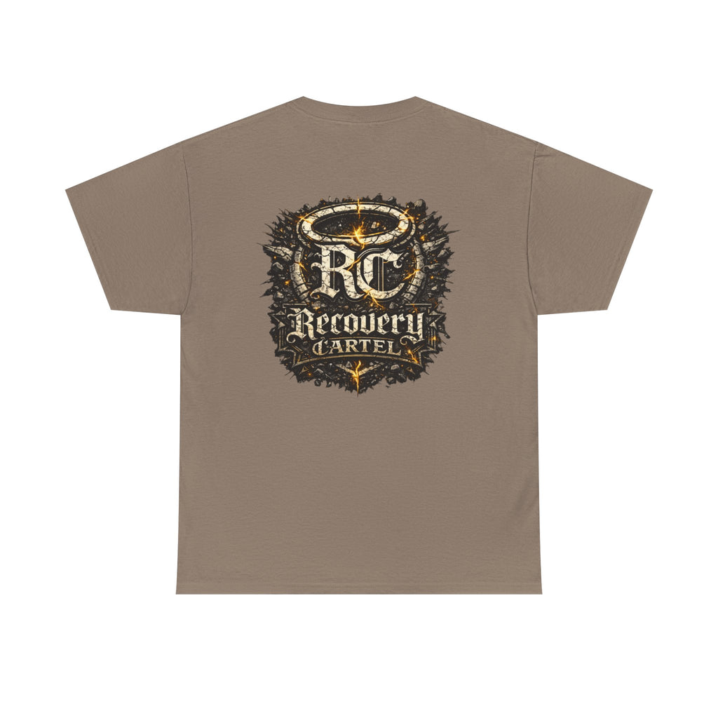Recovery Cartel Signature Tee with "From Hell to Healing" on the front