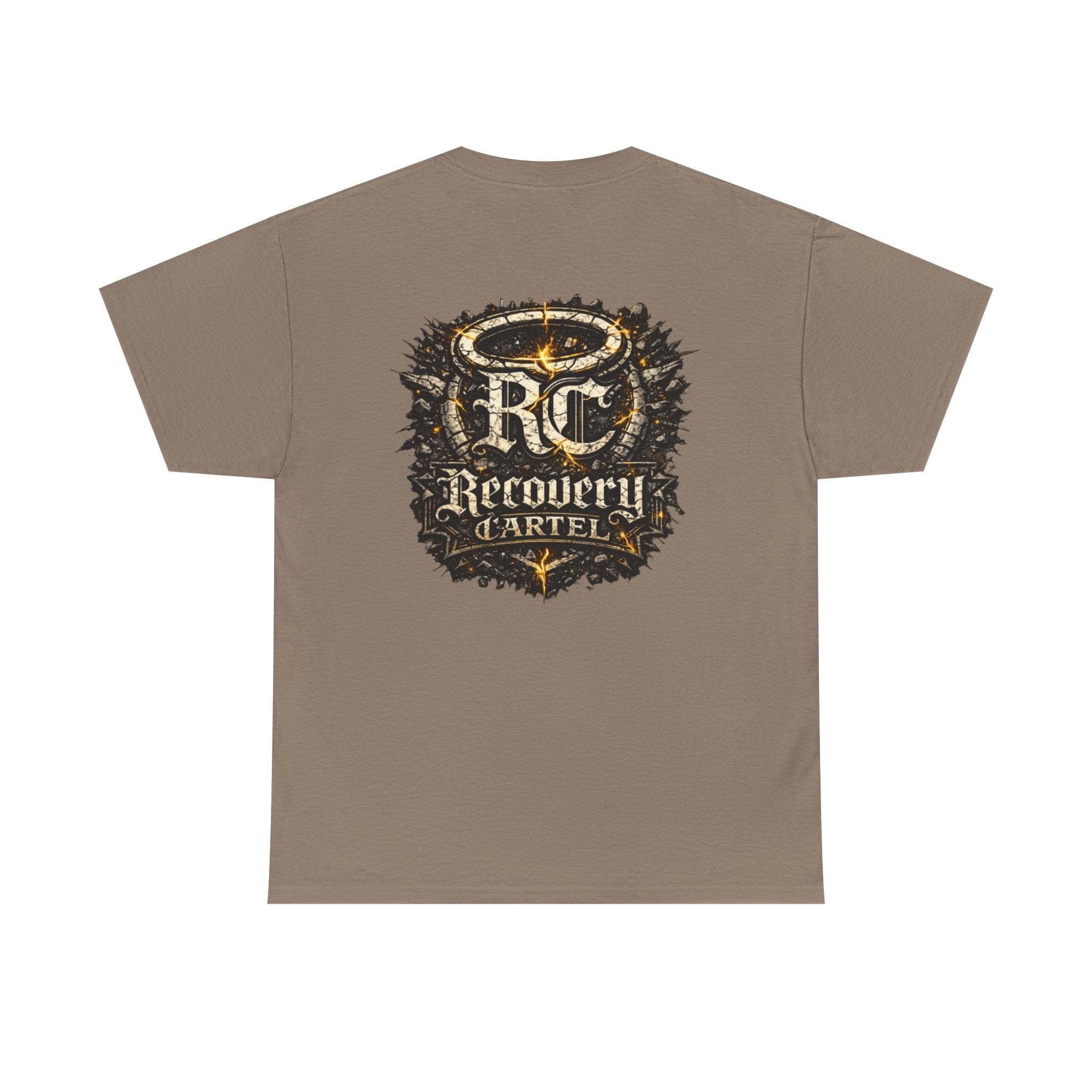 Recovery Cartel Signature Tee with "From Hell to Healing" on the front