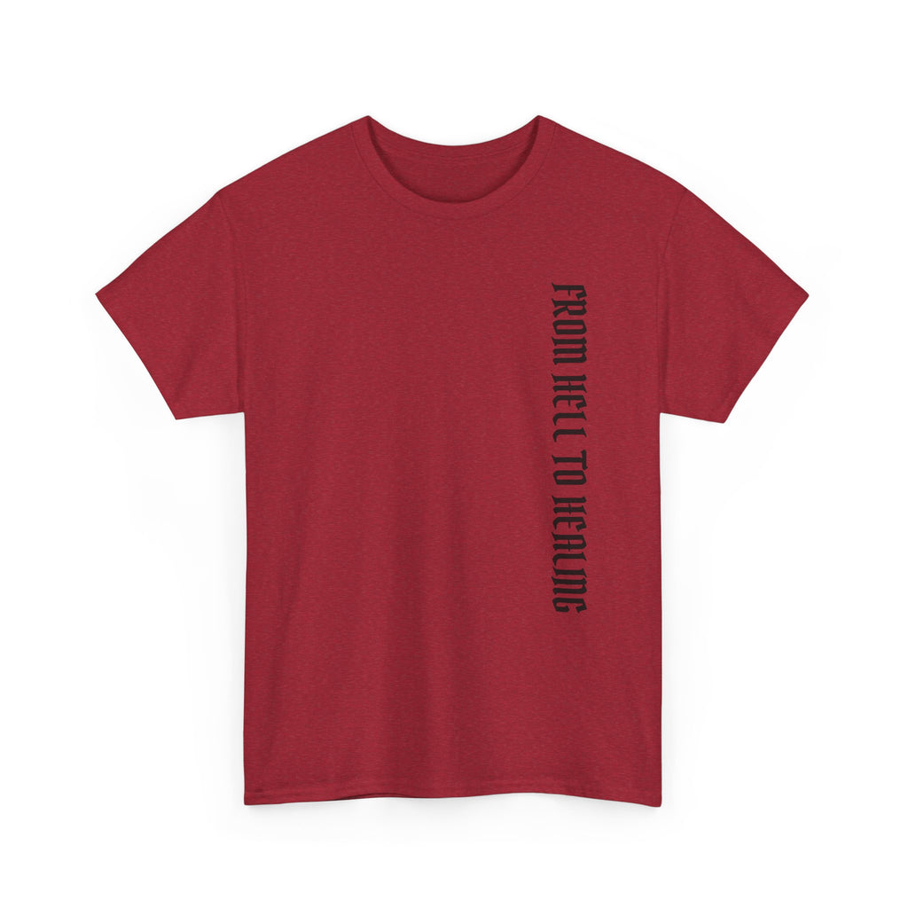 Recovery Cartel Signature Tee with "From Hell to Healing" on the front