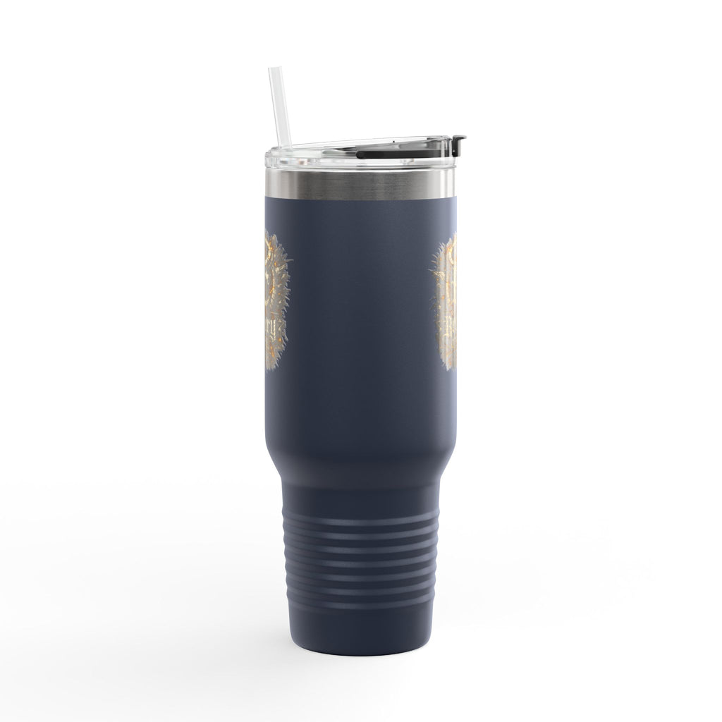 Recovery Cartel 40oz Insulated Travel Mug — Red Stainless Tumbler with Handle & Straw
