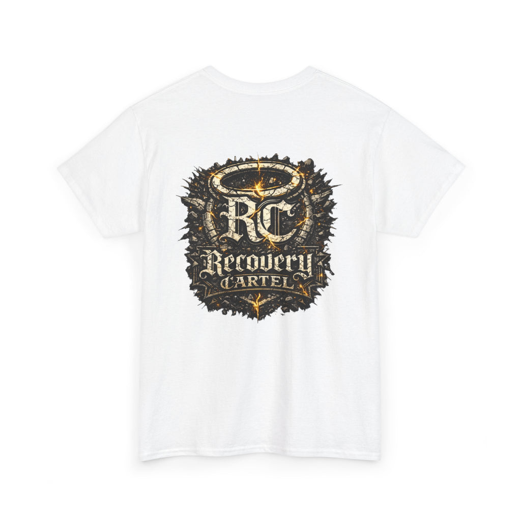 Recovery Cartel Signature Tee with "From Hell to Healing" on the front