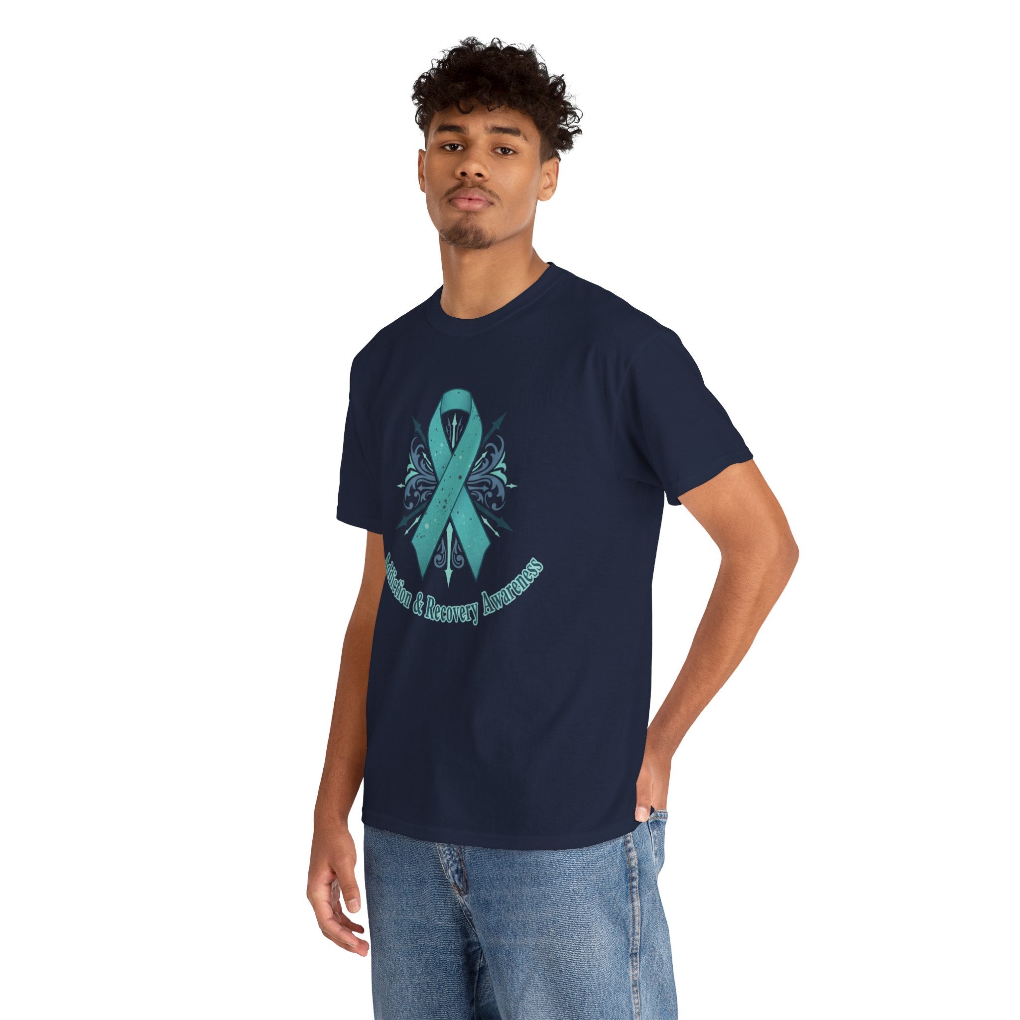 Addiction & Recovery Awareness Ribbon Tee — Teal Support Awareness T-Shirt