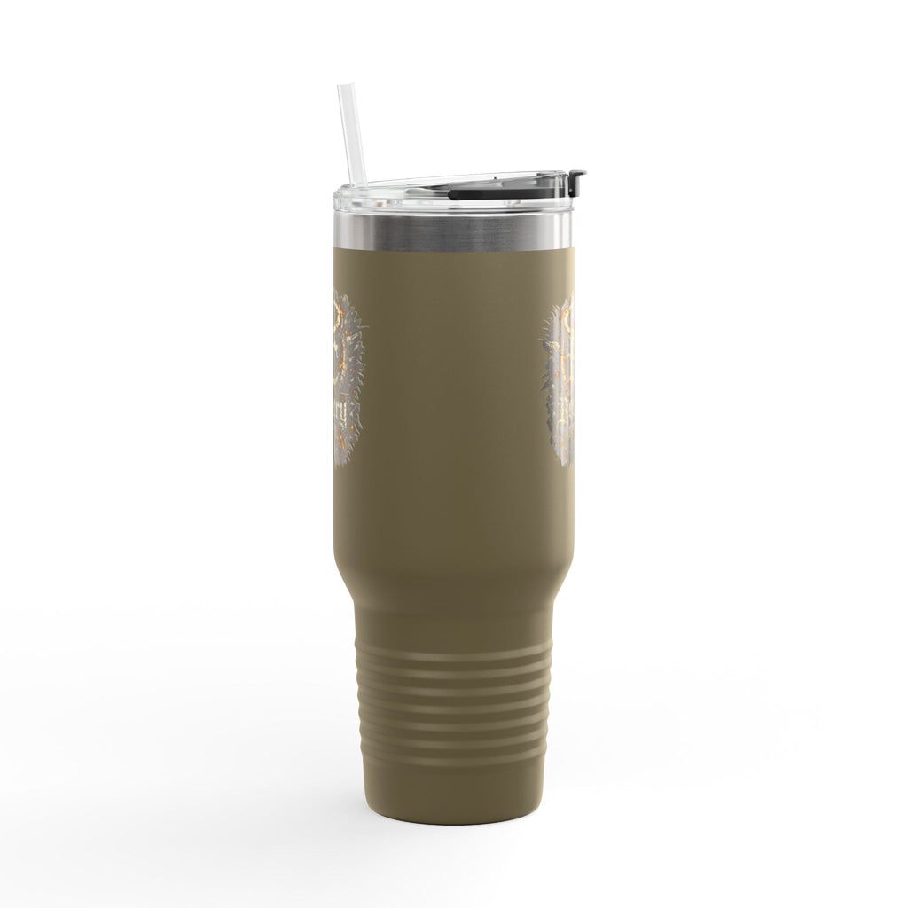 Recovery Cartel 40oz Insulated Travel Mug — Red Stainless Tumbler with Handle & Straw
