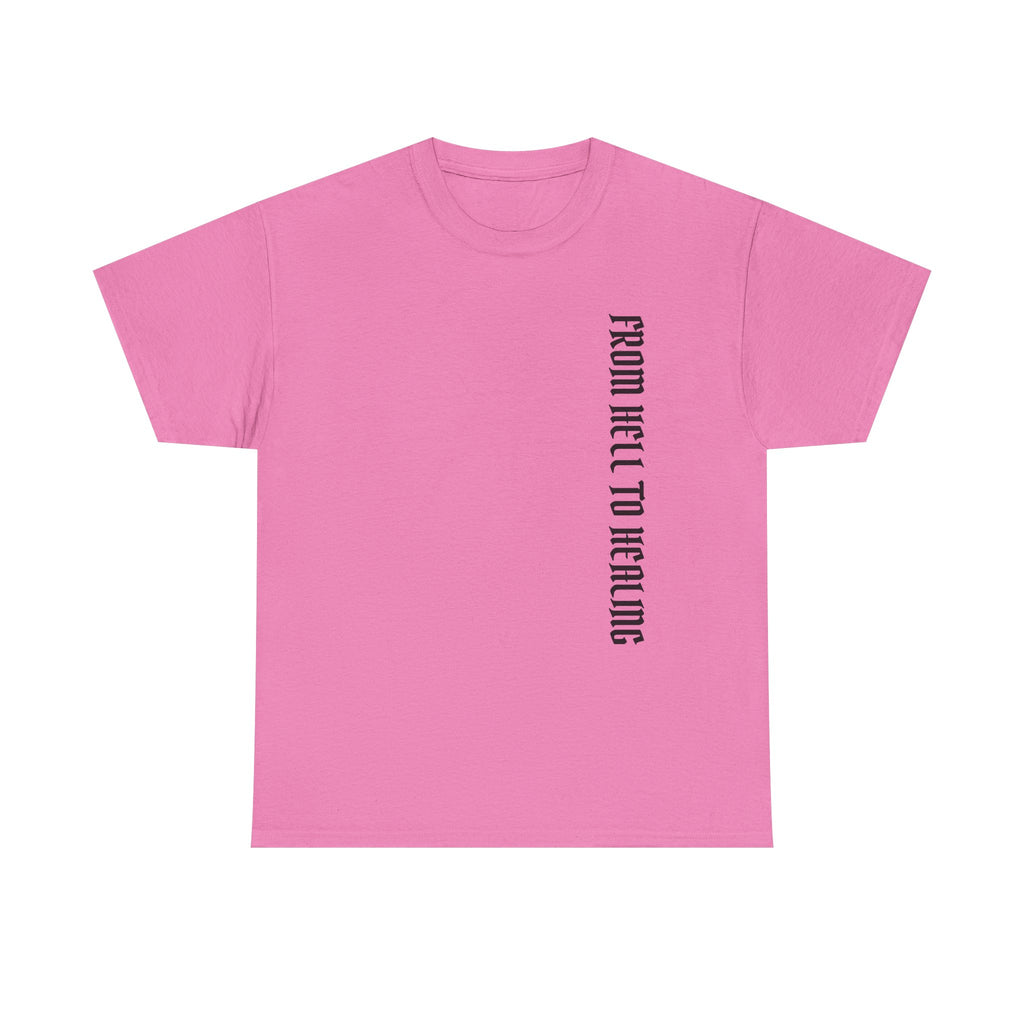 Recovery Cartel Signature Tee with "From Hell to Healing" on the front