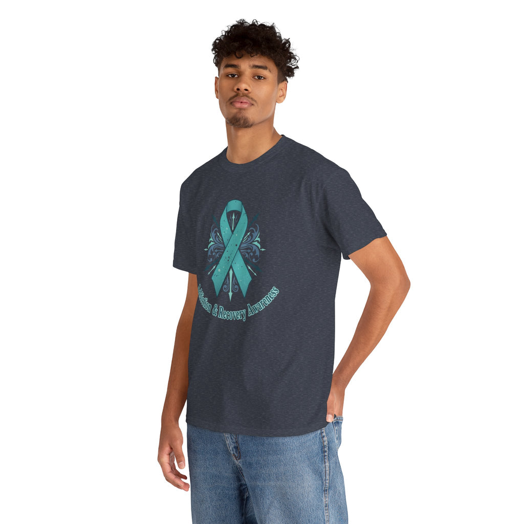 Addiction & Recovery Awareness Ribbon Tee — Teal Support Awareness T-Shirt