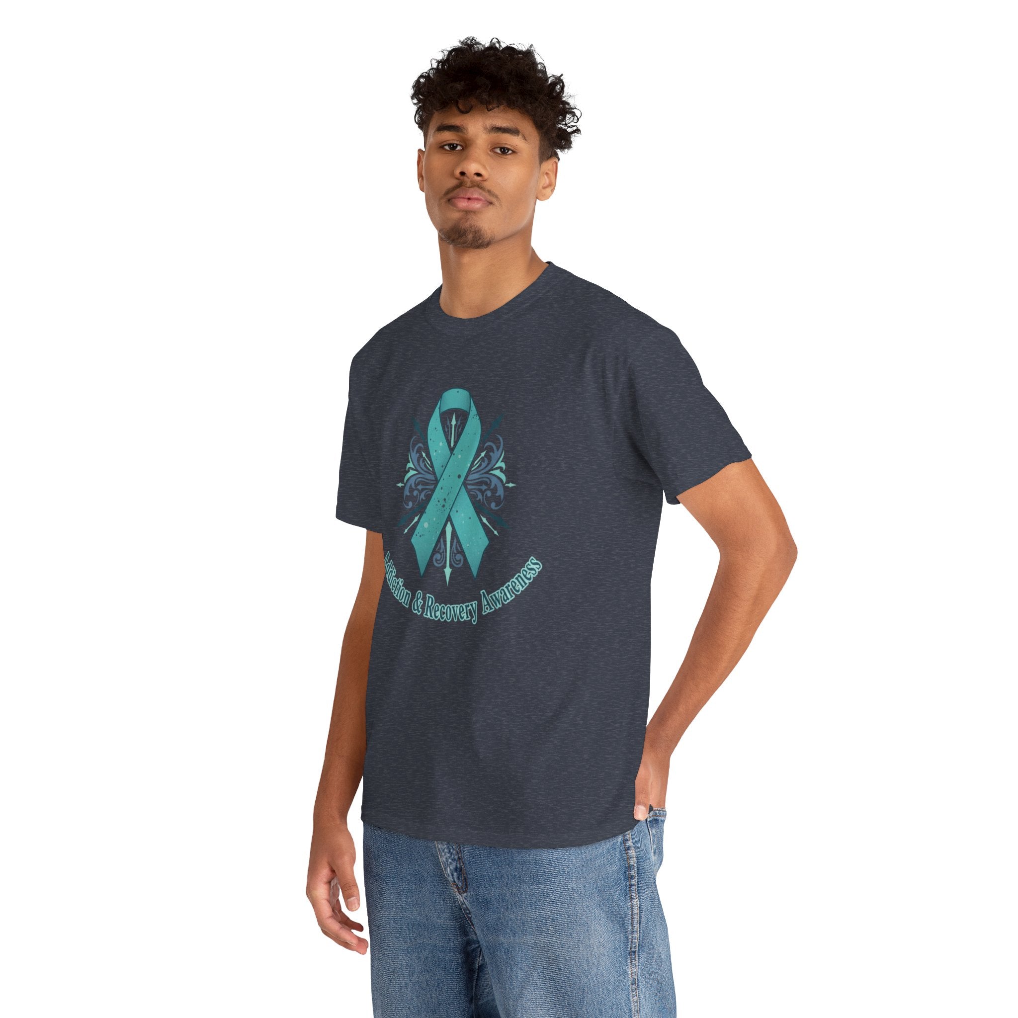 Addiction & Recovery Awareness Ribbon Tee — Teal Support Awareness T-Shirt