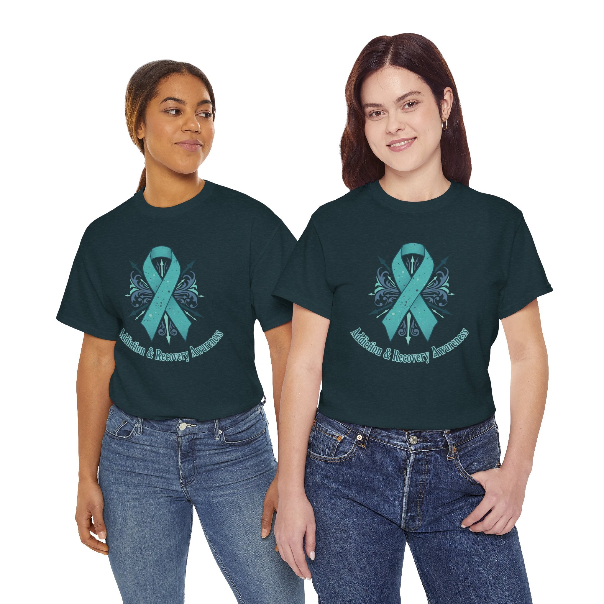 Addiction & Recovery Awareness Ribbon Tee — Teal Support Awareness T-Shirt