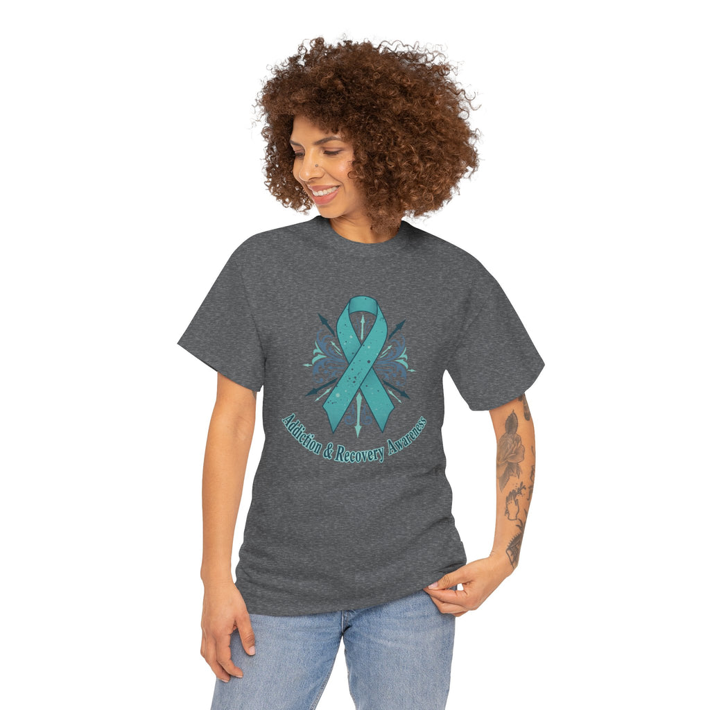 Addiction & Recovery Awareness Ribbon Tee — Teal Support Awareness T-Shirt