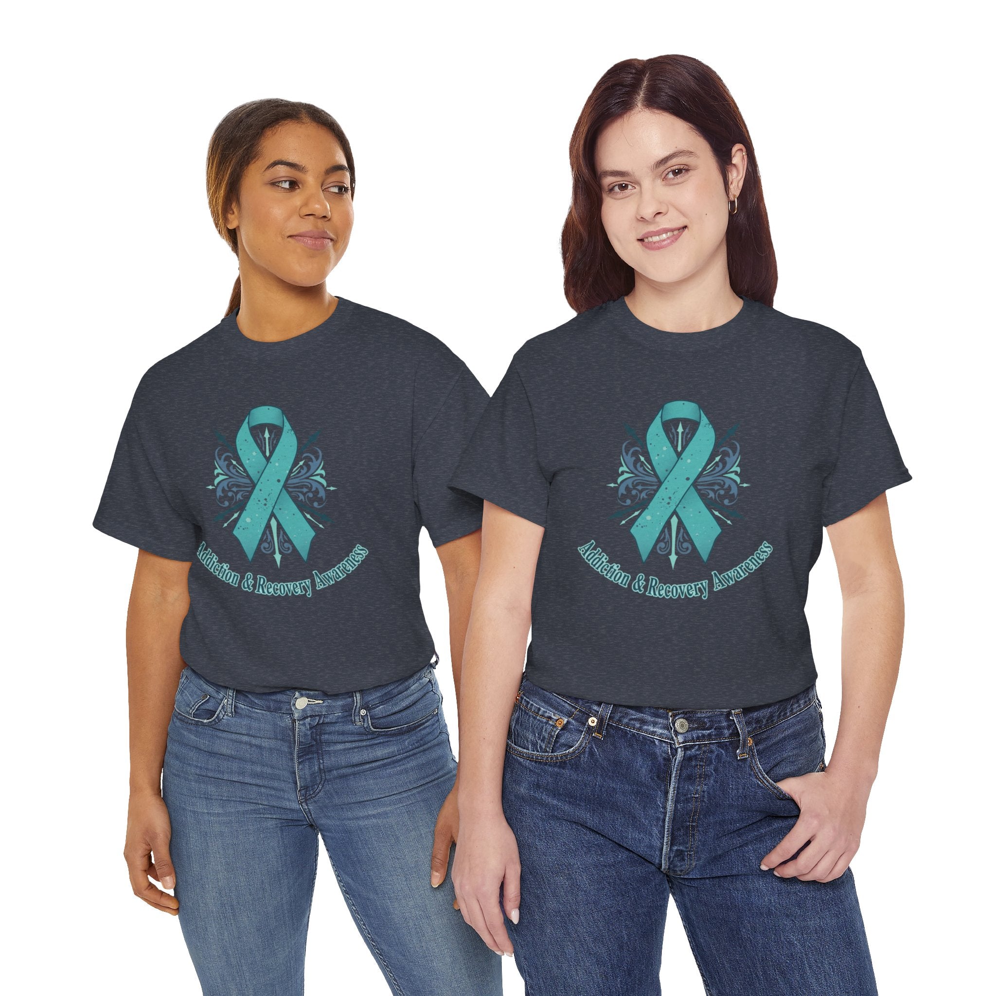 Addiction & Recovery Awareness Ribbon Tee — Teal Support Awareness T-Shirt