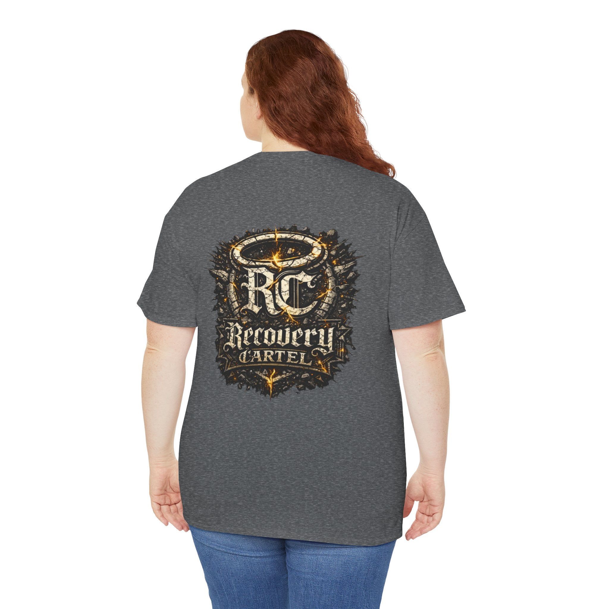 Recovery Cartel Signature Tee with "From Hell to Healing" on the front
