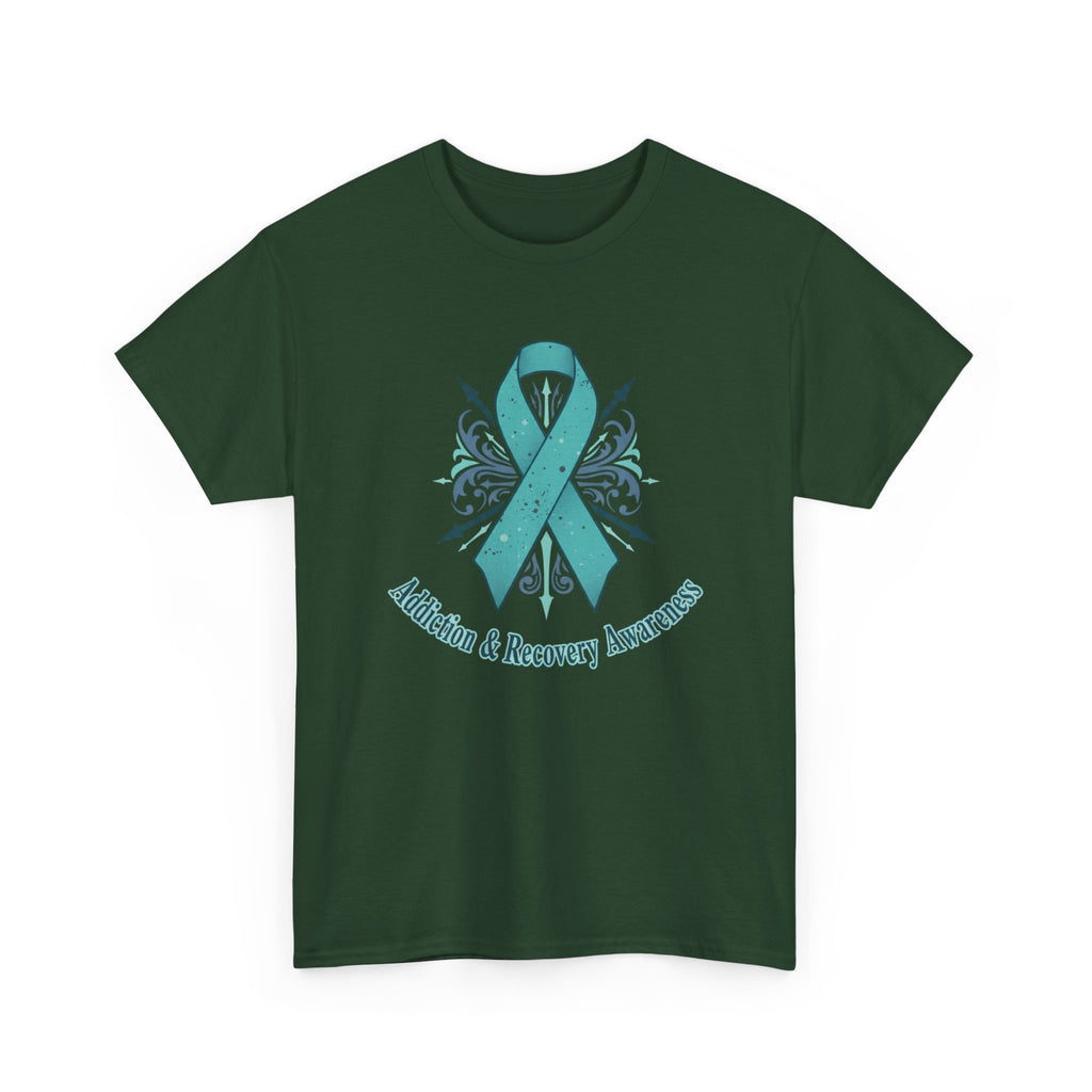 Addiction & Recovery Awareness Ribbon Tee — Teal Support Awareness T-Shirt