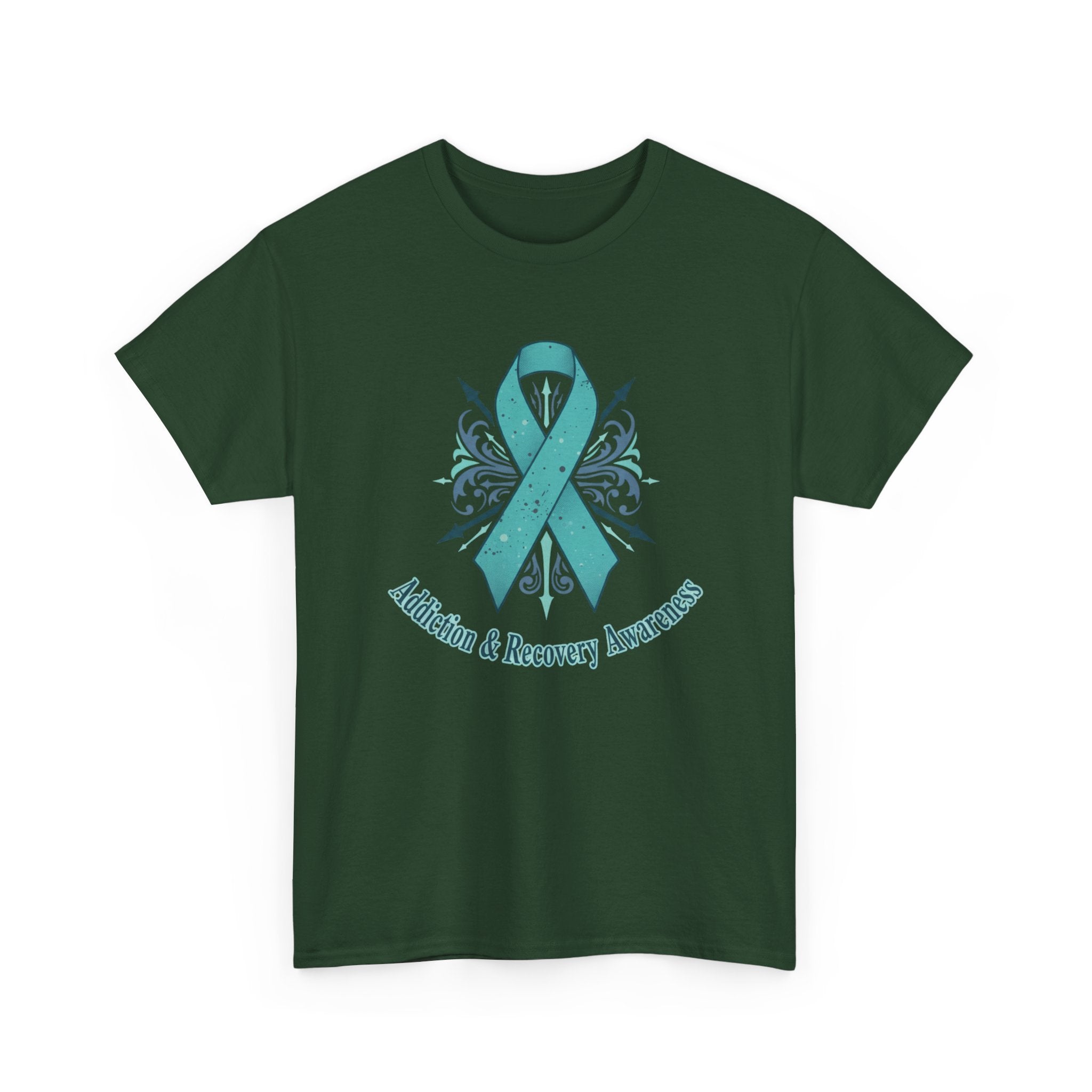 Addiction & Recovery Awareness Ribbon Tee — Teal Support Awareness T-Shirt