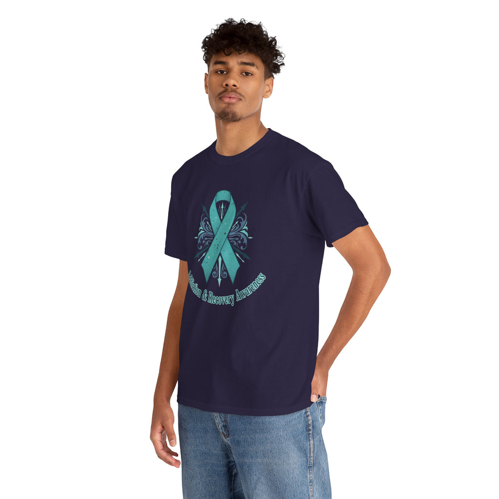 Addiction & Recovery Awareness Ribbon Tee — Teal Support Awareness T-Shirt