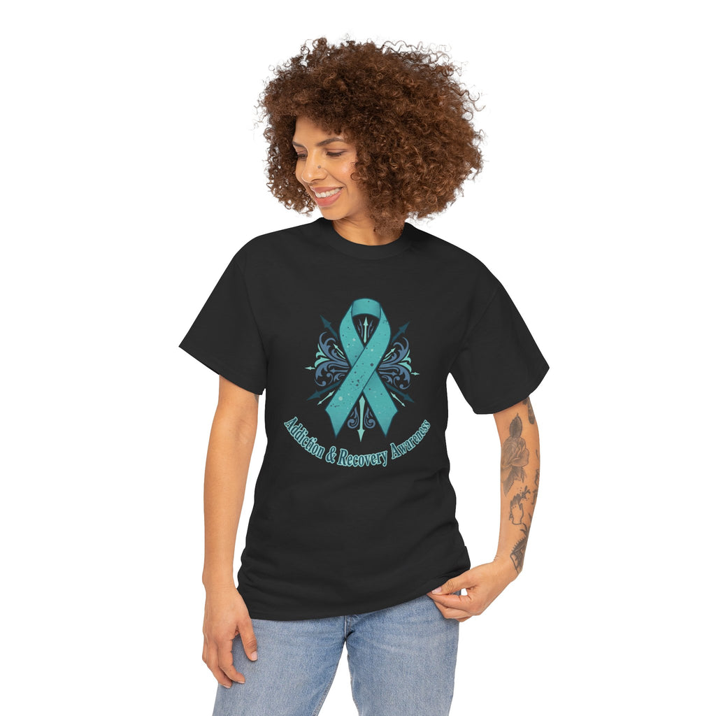Addiction & Recovery Awareness Ribbon Tee — Teal Support Awareness T-Shirt