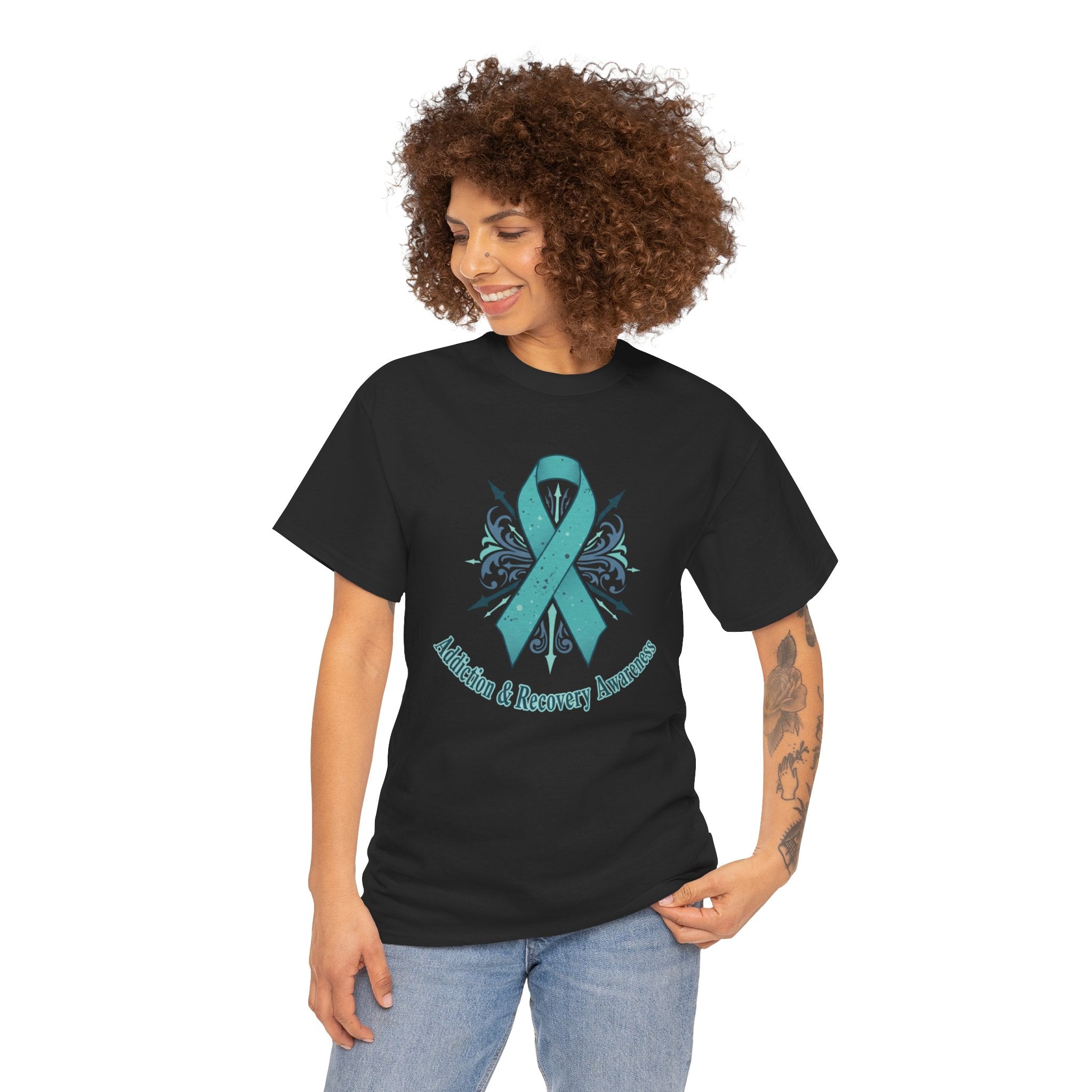 Addiction & Recovery Awareness Ribbon Tee — Teal Support Awareness T-Shirt