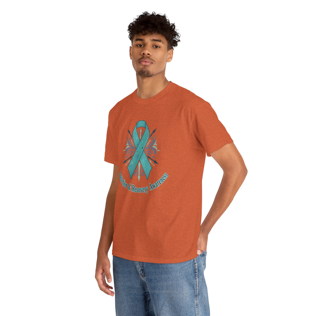 Addiction & Recovery Awareness Ribbon Tee — Teal Support Awareness T-Shirt