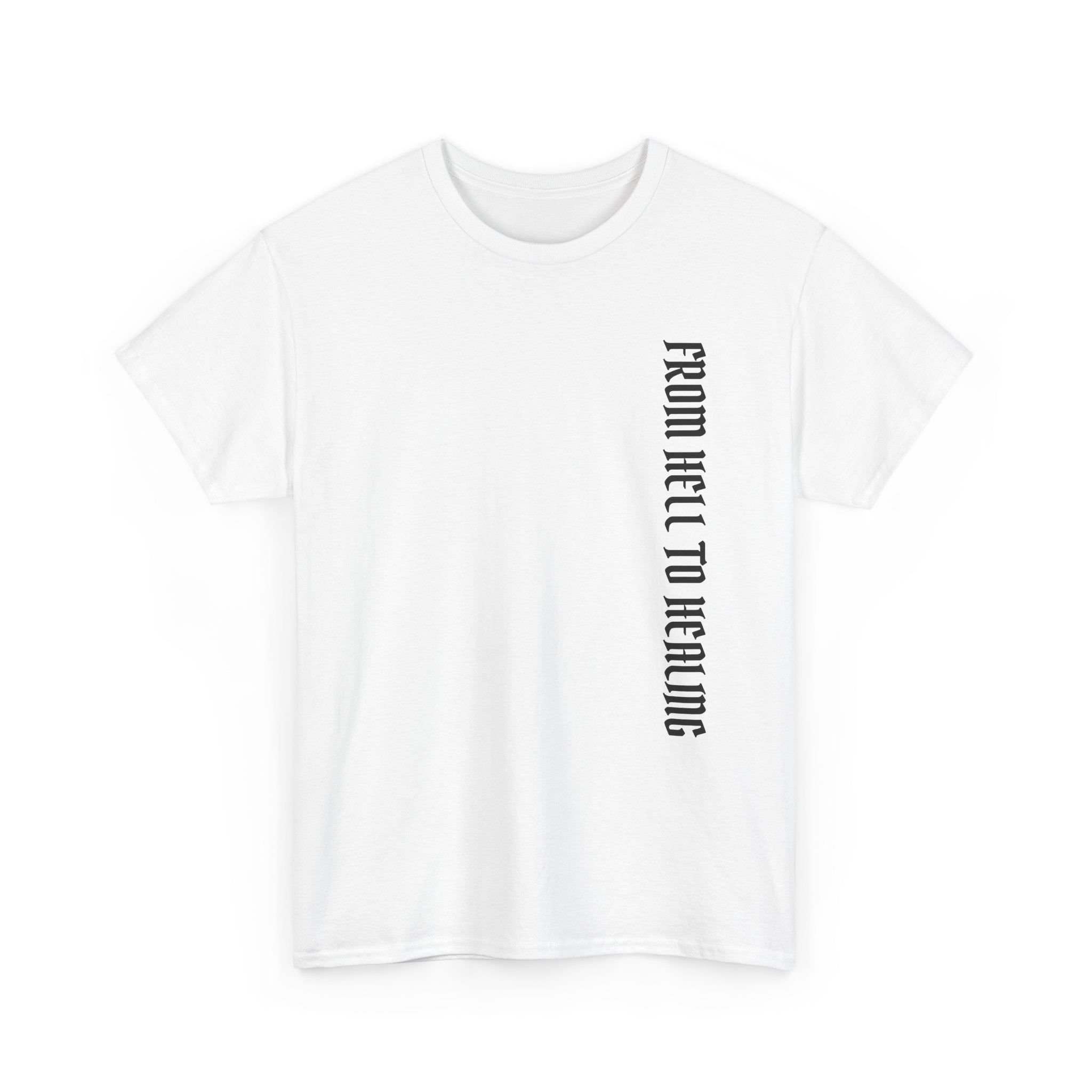 Recovery Cartel Signature Tee with "From Hell to Healing" on the front