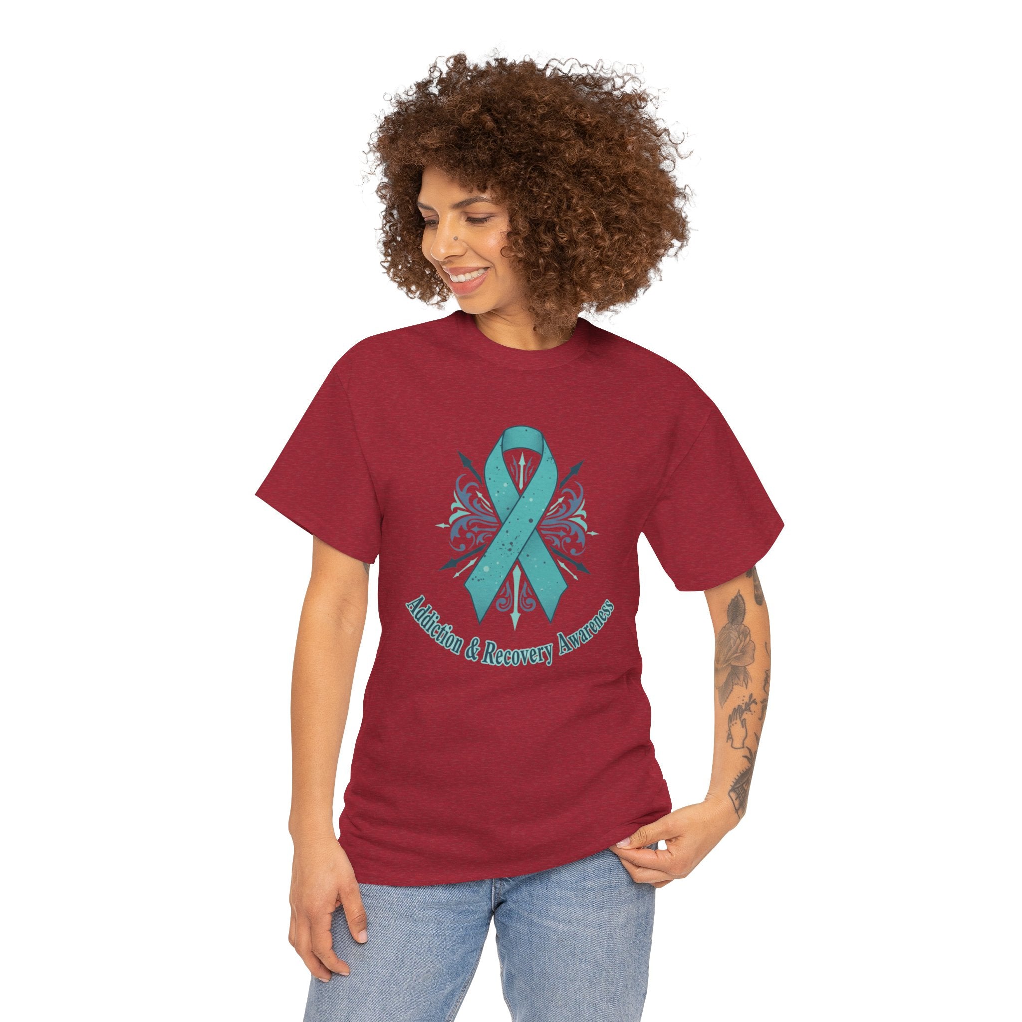 Addiction & Recovery Awareness Ribbon Tee — Teal Support Awareness T-Shirt