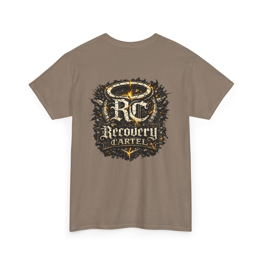 Recovery Cartel Signature Tee with "From Hell to Healing" on the front