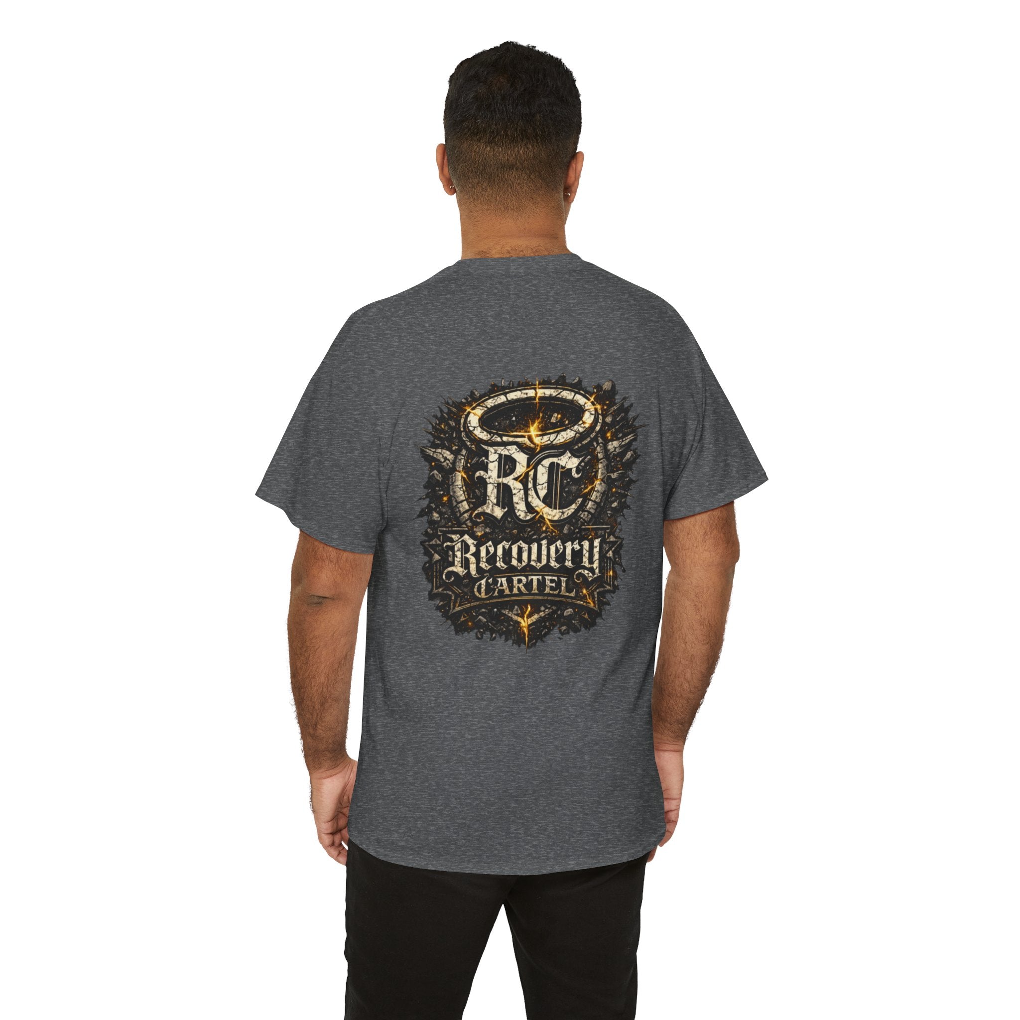 Recovery Cartel Signature Tee with "From Hell to Healing" on the front
