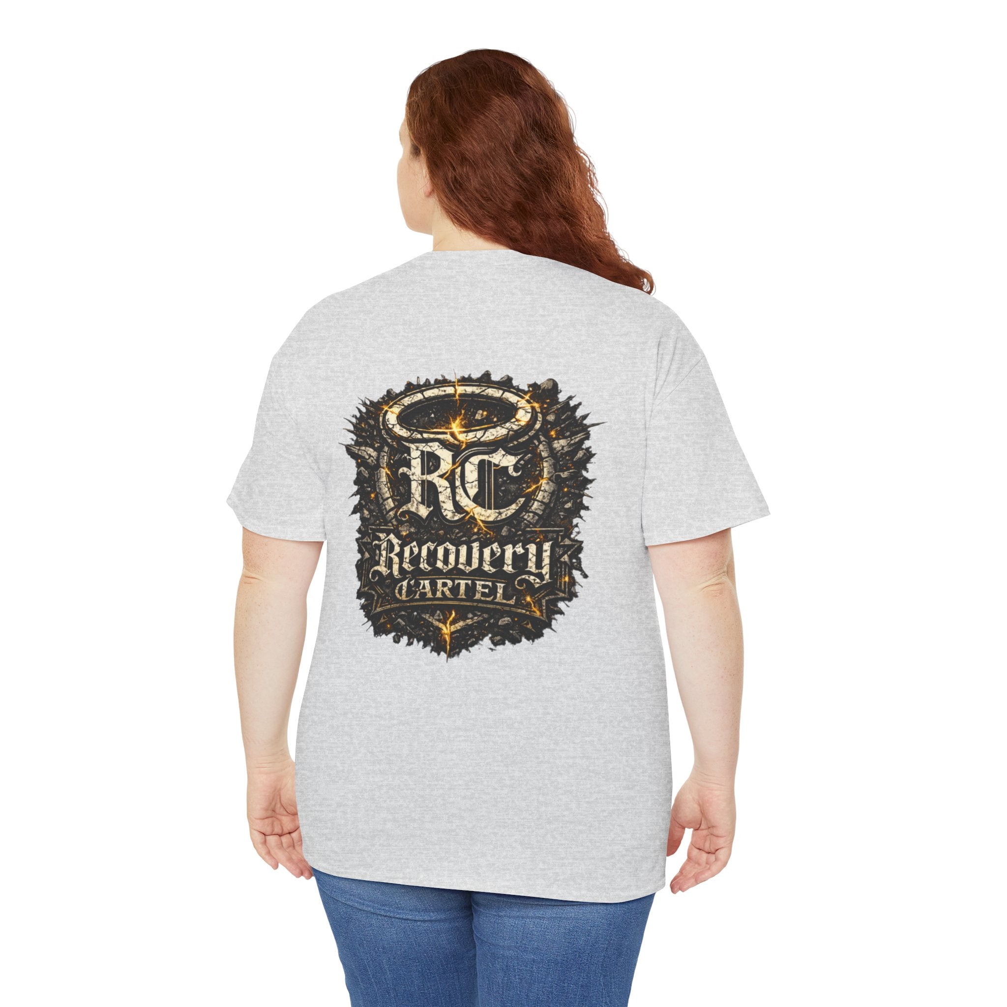Recovery Cartel Signature Tee with "From Hell to Healing" on the front
