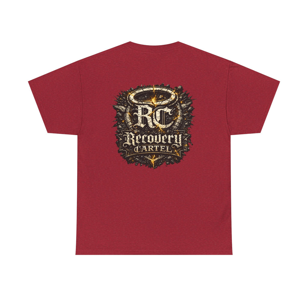 Recovery Cartel Signature Tee with "From Hell to Healing" on the front