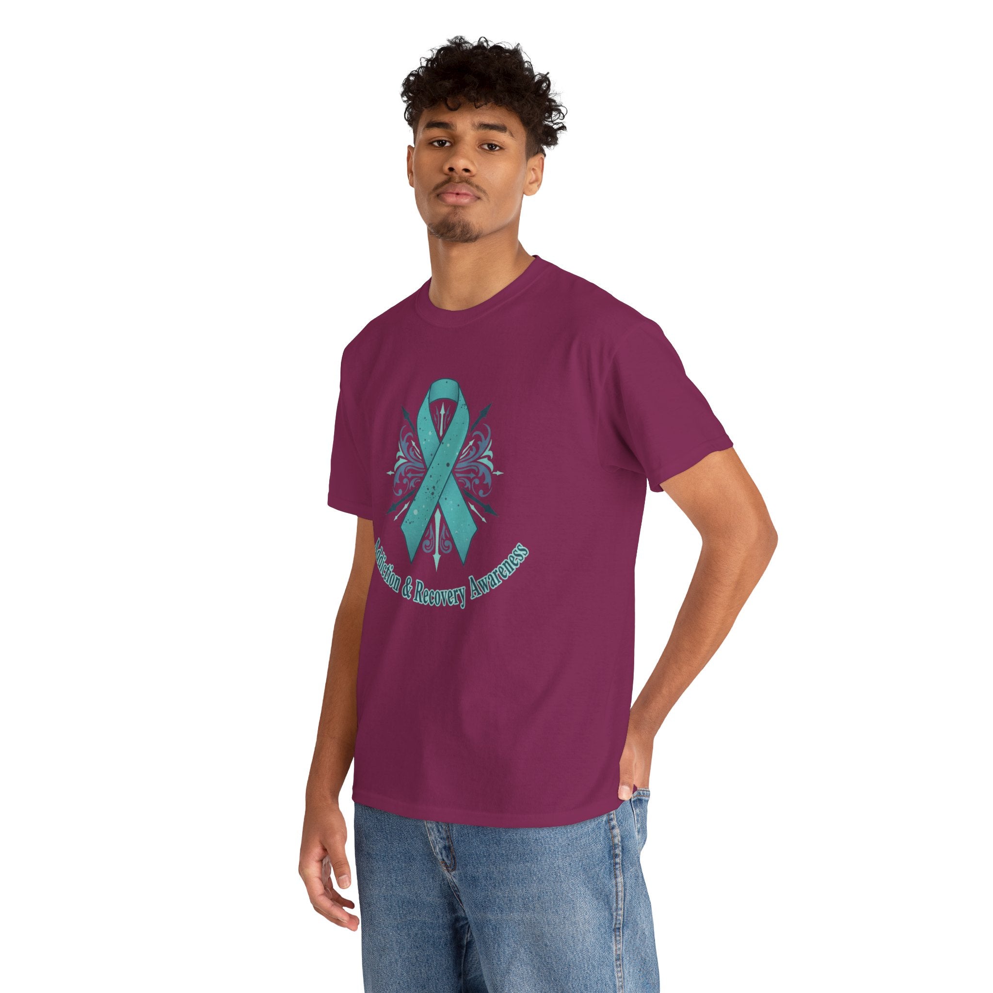 Addiction & Recovery Awareness Ribbon Tee — Teal Support Awareness T-Shirt