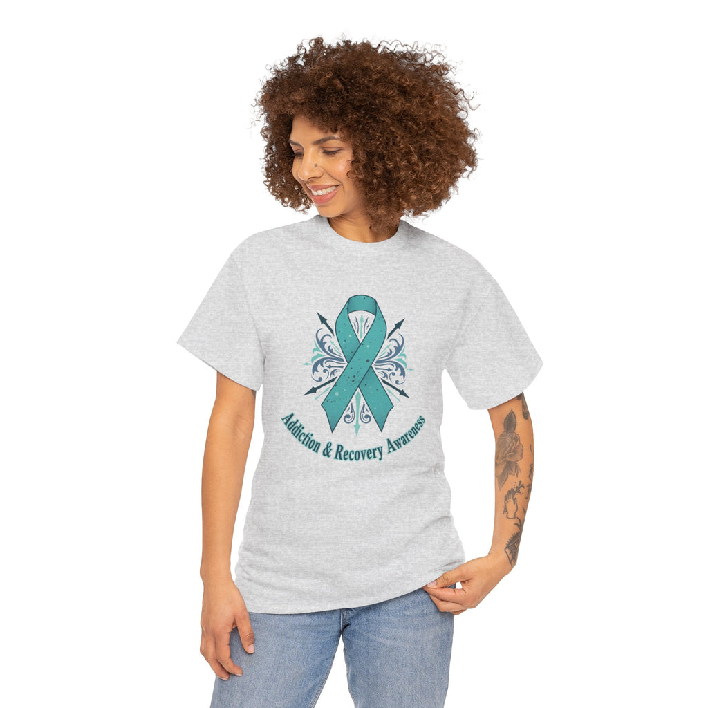 Addiction & Recovery Awareness Ribbon Tee — Teal Support Awareness T-Shirt