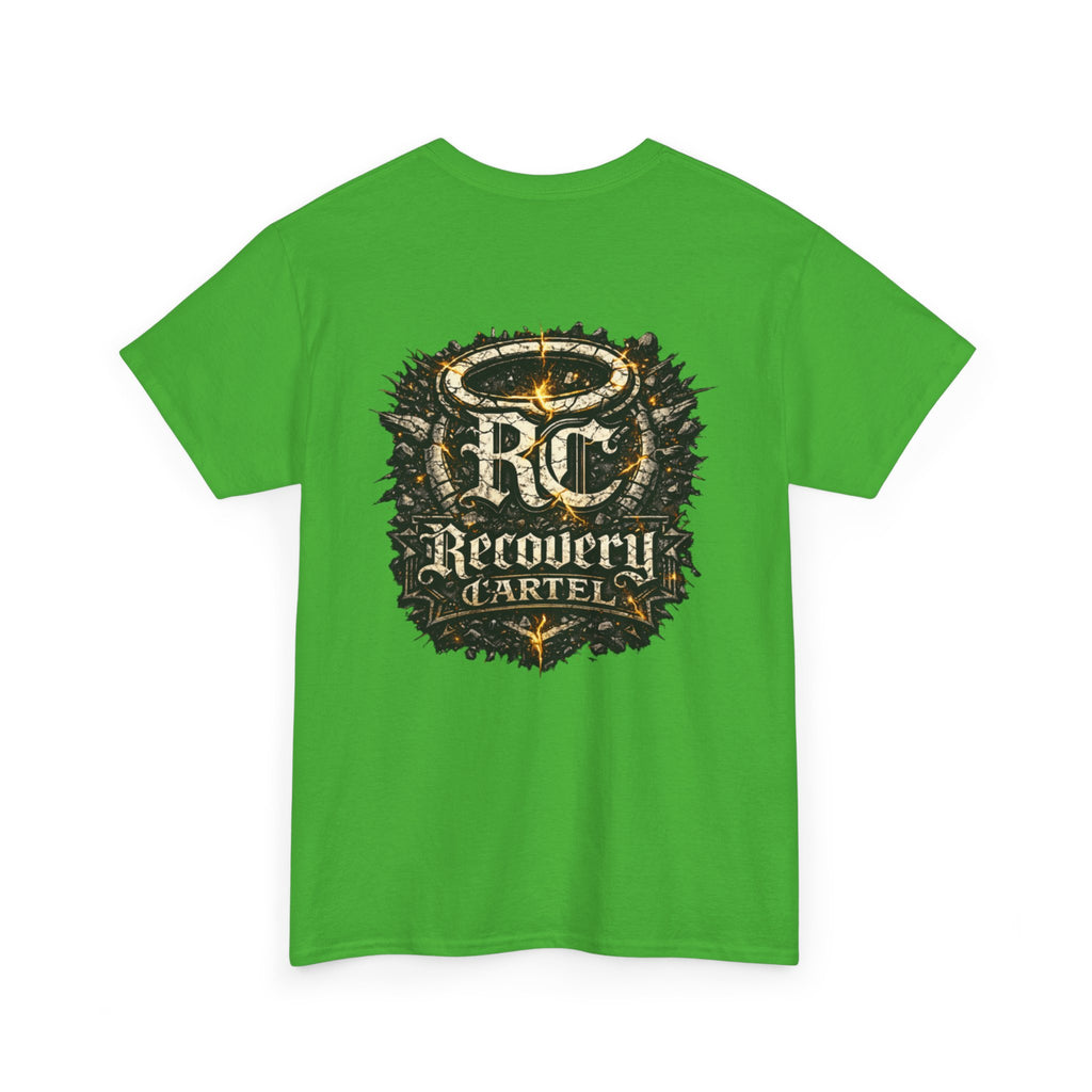 Recovery Cartel Signature Tee with "From Hell to Healing" on the front