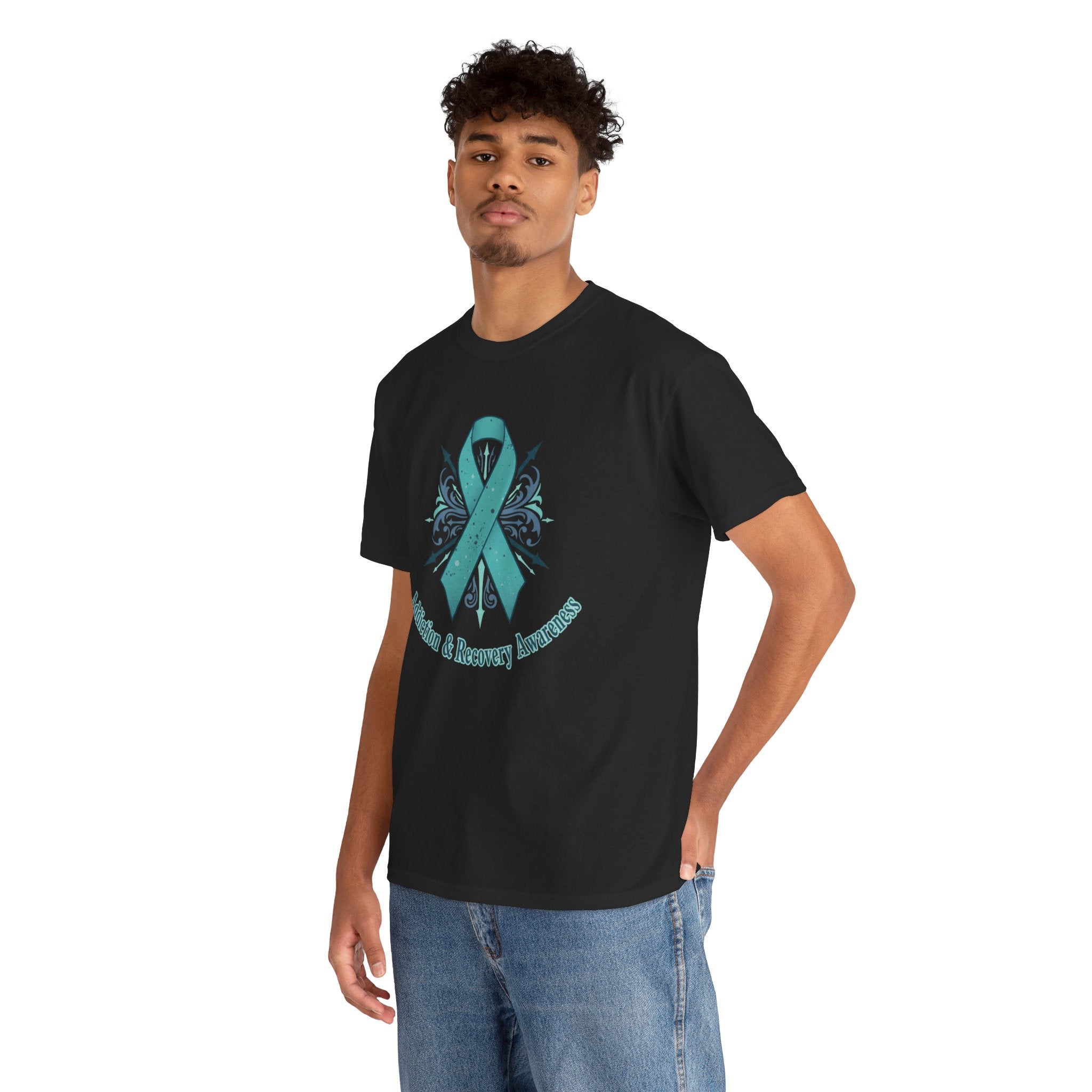 Addiction & Recovery Awareness Ribbon Tee — Teal Support Awareness T-Shirt